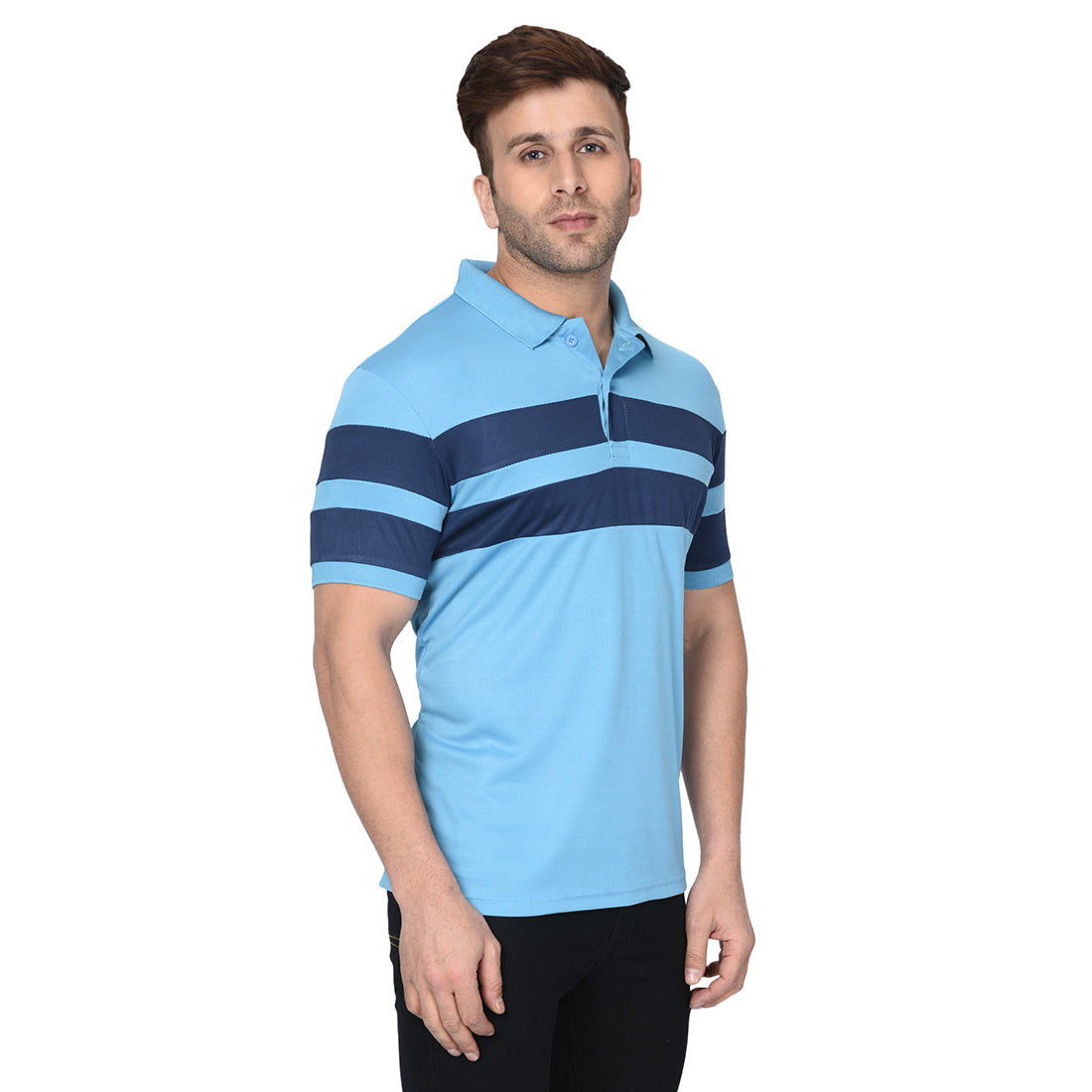 EPG Pure Cotton Men's  Panel  T-shirt - Blue color