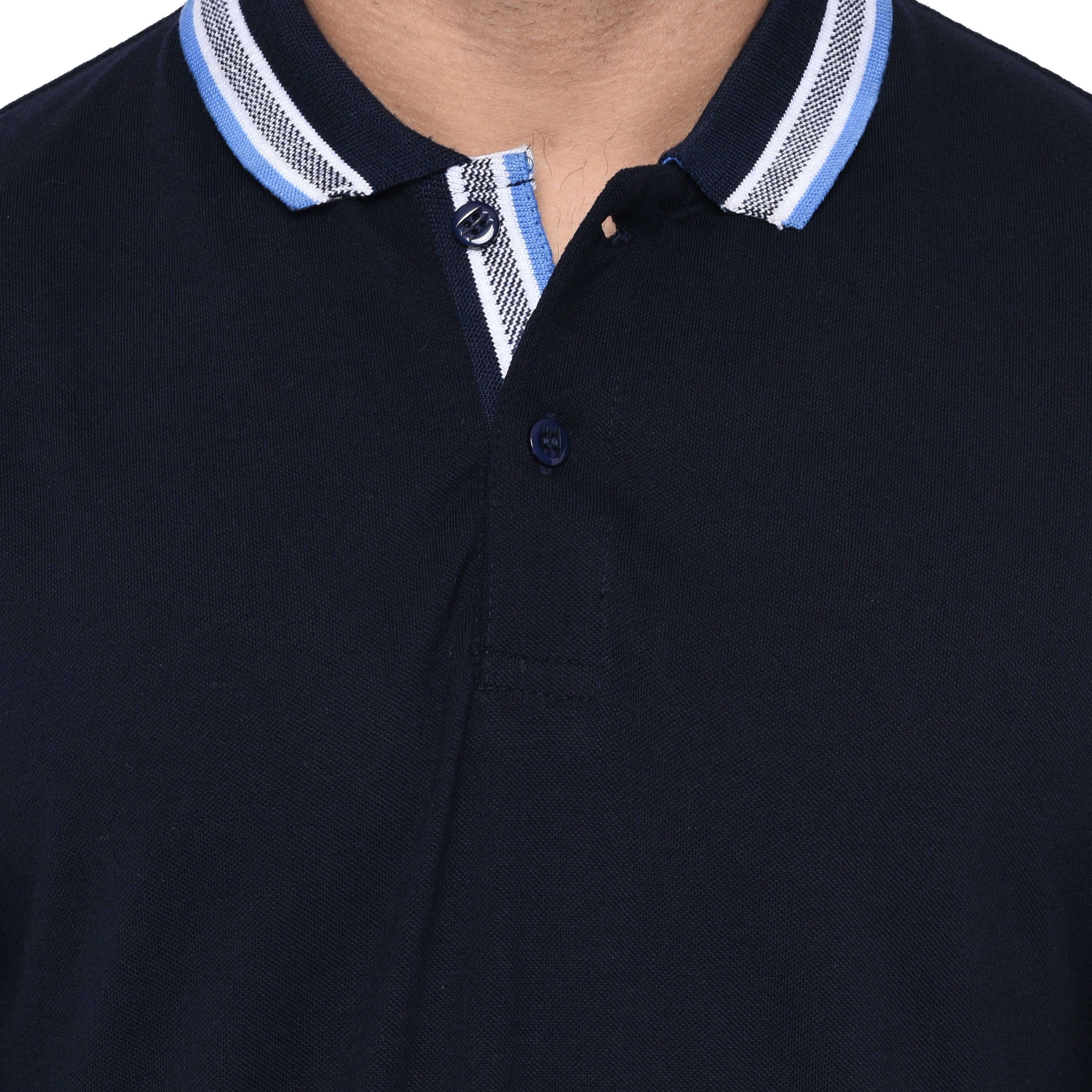 EPG Pure Cotton Full sleeves men's polo (Collar) T Shirt - Navy Blue color