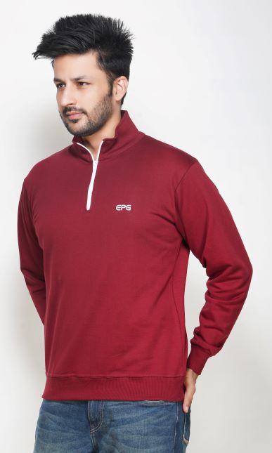 EPG Pure Cotton Fleece Men's Half Zip Jacket ( For Winters ) - Maroon