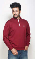 EPG Pure Cotton Fleece Men's Half Zip Jacket ( For Winters ) - Maroon